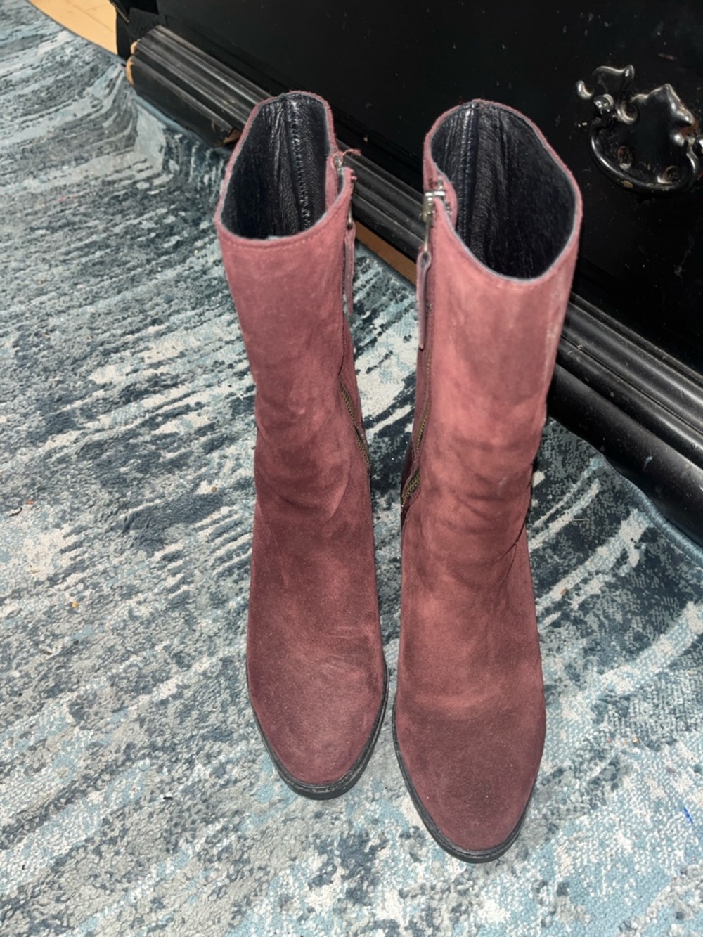 Sorel Women's Burgundy Suede Mid-Calf Zip Heeled Boots